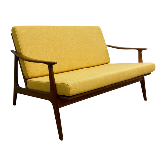 Mid century Parker Rattan Back Two Seater Sofa Lounge - Newly Upholstered