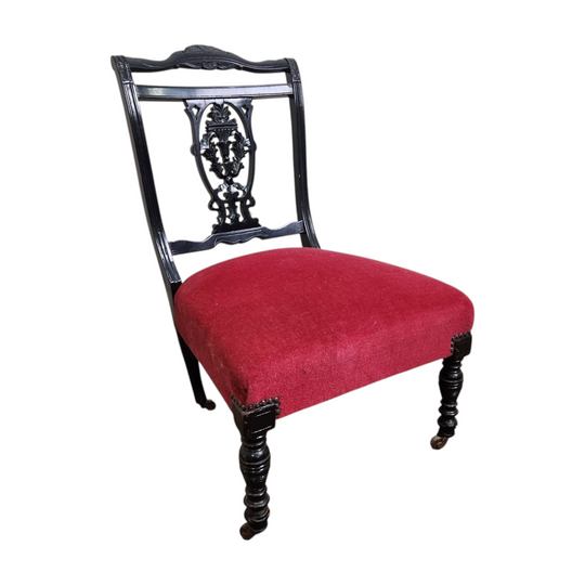 Vintage Red Velvet Upholstered Occasional Chair