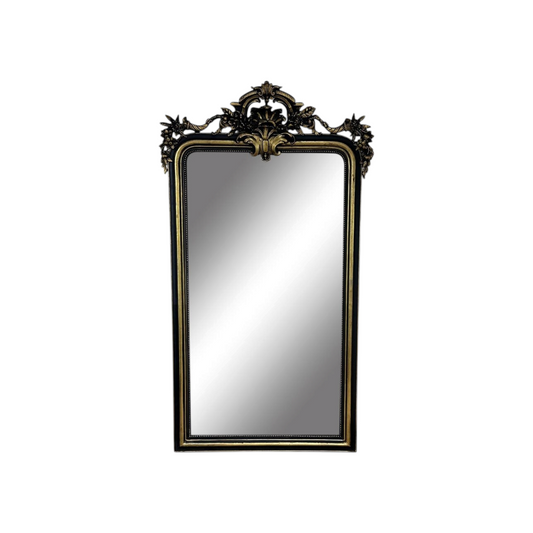 Late 19th century Louis XV style tall narrow aged gilt overmantle mirror c.1890