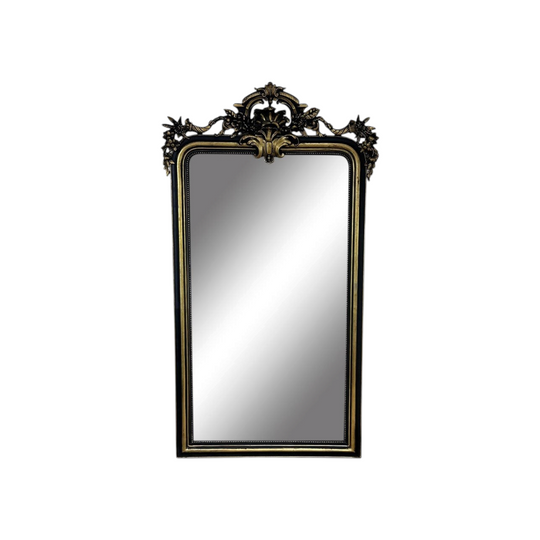 Late 19th century Louis XV style tall narrow aged gilt overmantle mirror c.1890