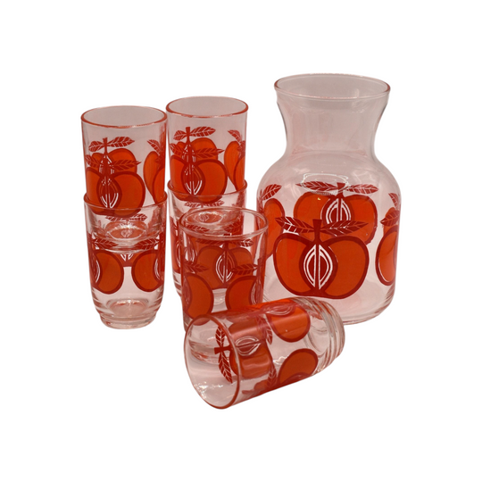 Retro Crown Corning Australia "Red Apple" Juice Jug set
