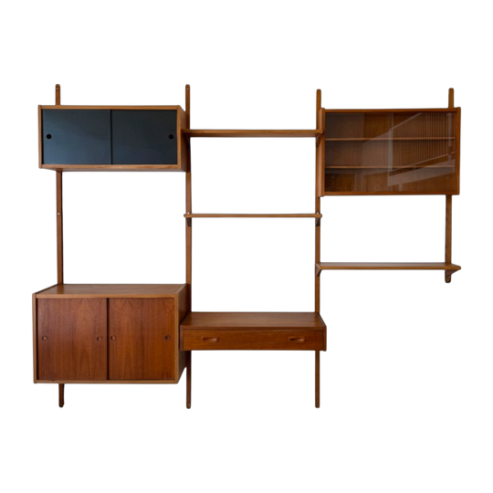 Danish PS System Modular Teak Wall Unit by Preben Sørensen