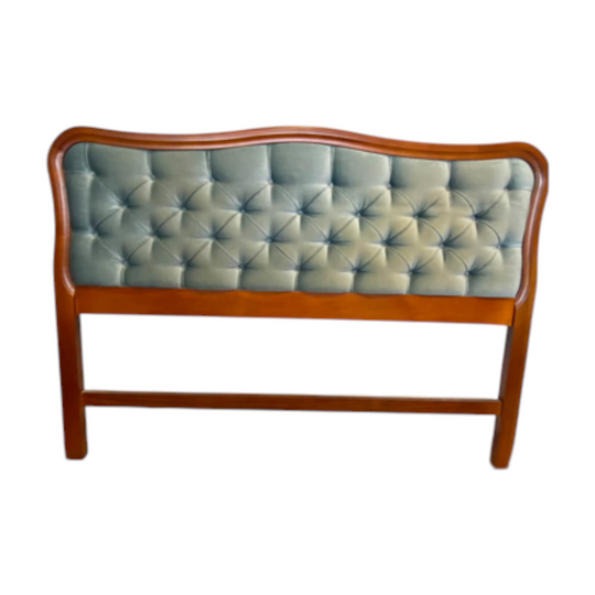 Vintage Parker Furniture Double Bedhead – Original Teak & Tufted Upholstery – Australian Mid-Century 1978
