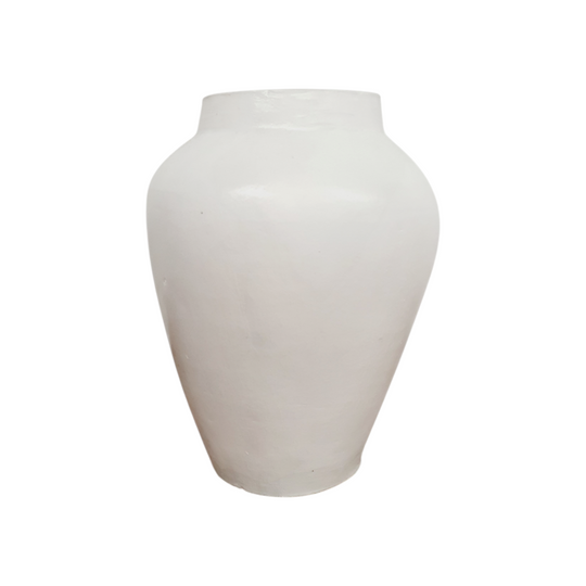 Terracotta White Vase With Rattan Handles