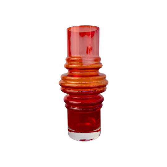 Tamara Aladin Tulppaani Vase | Riihimäen Lasi Red Cased Glass | 1970s Finnish Art Glass