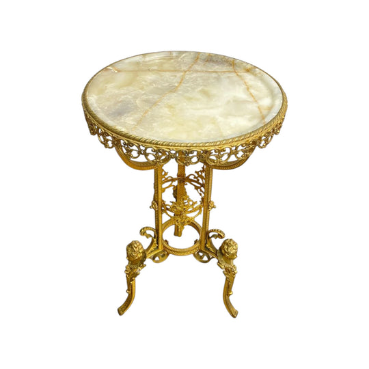 Ornate French Antique Onyx Top Table For Jardiniere Or Plant Stand