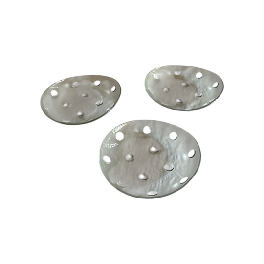Set of Three Frosted Glass Serving Dishes with Applied Dots 1970s