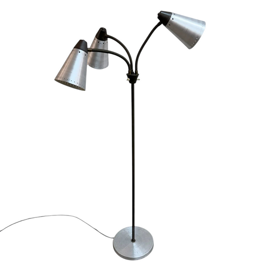 Mid Century Triple Shade Goose Neck Floor Lamp*