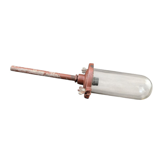 Early Industrial Glass Dome Light | Cast Metal