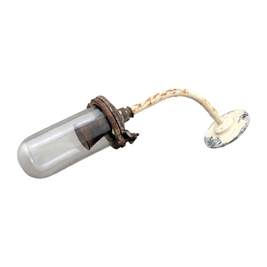 Vintage Industrial Glass and Cast Metal Light | Stamped Harvey