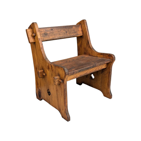 Rustic Church Pew Chair | Slab Pine