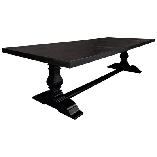 Massive Solid Timber Black Dining Table | Herringbone Top
