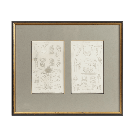 Framed Pair of Regency Engravings of Classical Armour, John Shury for Thomas Tegg, London, 1831