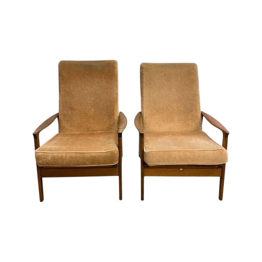 Pair of Mid Century Parker Recliner Armchairs