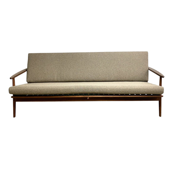 Mid Century Parker Three Seater Rattan Back Lounge Sofa - Reupholstered