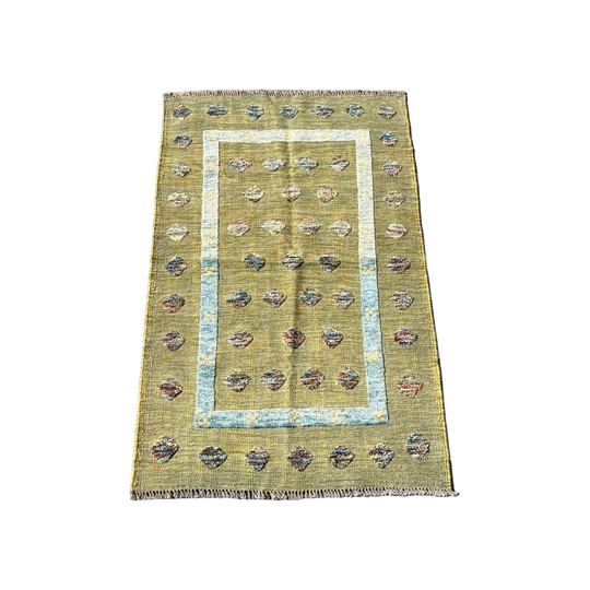 Green Handmade Wool Kilim Rug*