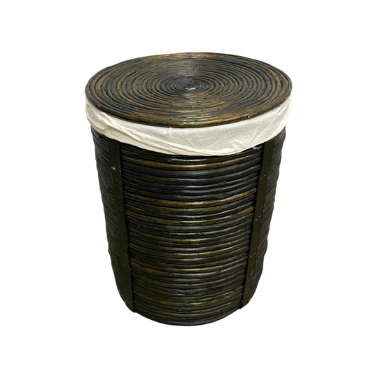 Pencil Cane Laundry Basket With Liner and Lid