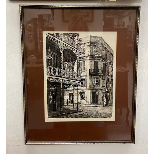 Beautiful framed Etching of Street Scene Numbered Signed & 111 of 150
