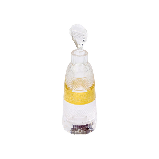 Moser Czech Crystal Perfume Bottle, ‘Splendid’ Pattern with 24 Karat Gilt Band (Post-1992)