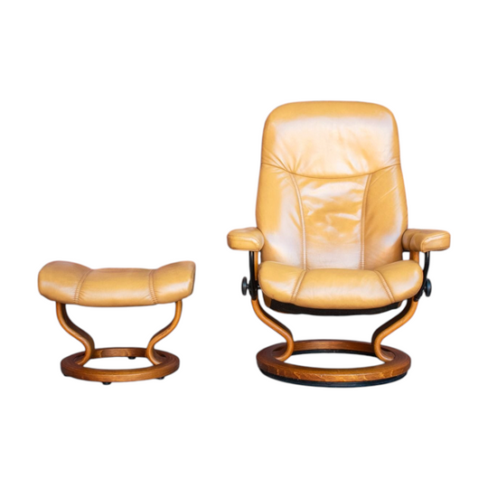 Stressless Consul Recliner & Footstool – Early 2000s (Large Size)