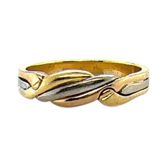 18ct gold two tone dress ring in woven design