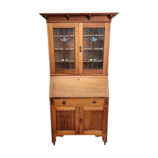 Antique Arts & Crafts Secretaire Cabinet with Drop Down Front Desk