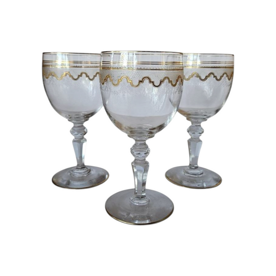 Antique Saint Louis French crystal Wine Glass in Beethoven pattern (3)