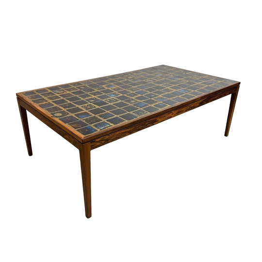 Restored Mid Century Danish Rosewood Tile Topped Coffee Table