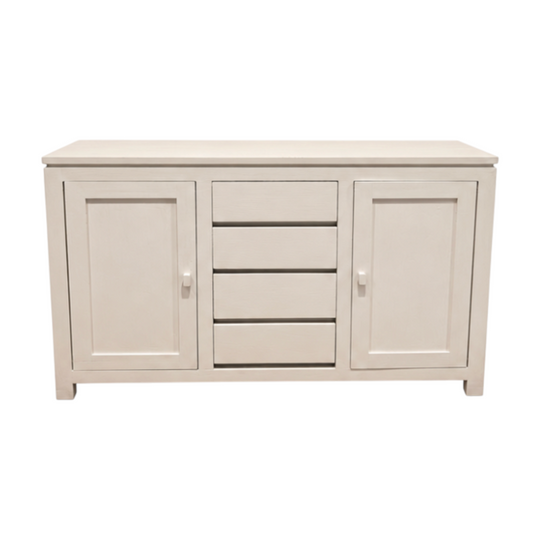 Solid Wood Sideboard White Painted Cabinet 150cm