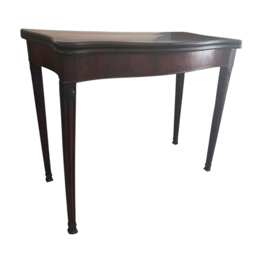Antique Mahogany Serpentine Fold-Over Console Games Table