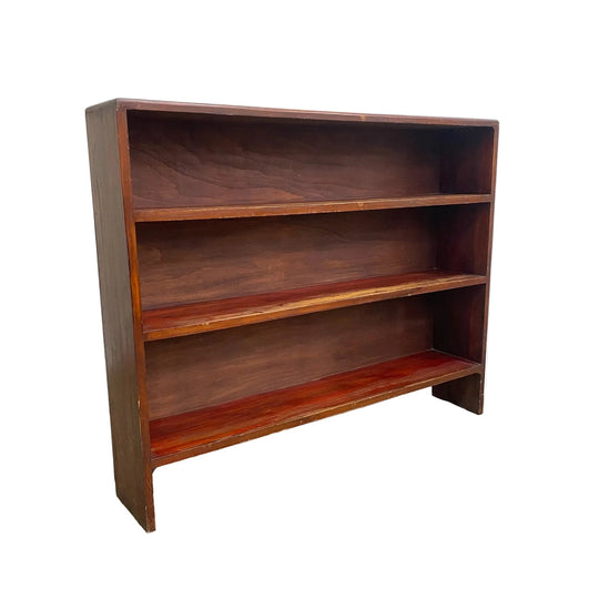 Rustic Mid-Century Solid Wood Bookshelf with Three Shelves
