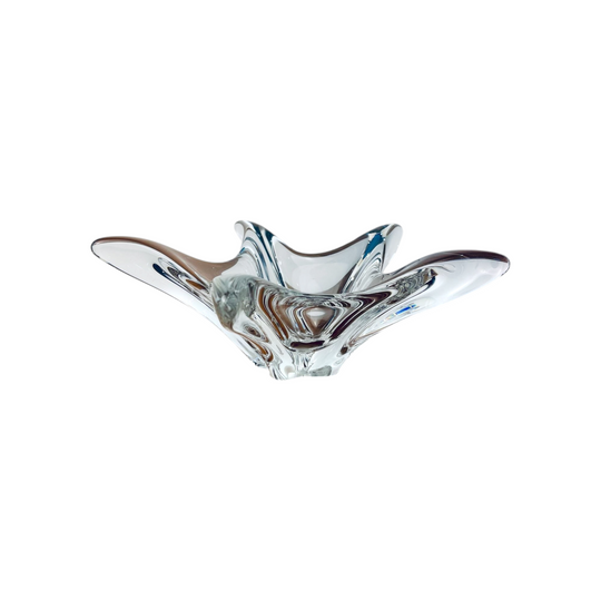 Signed Daum Crystal Star Bowl | French Art Glass Centrepiece | Sculptural Modernist Form