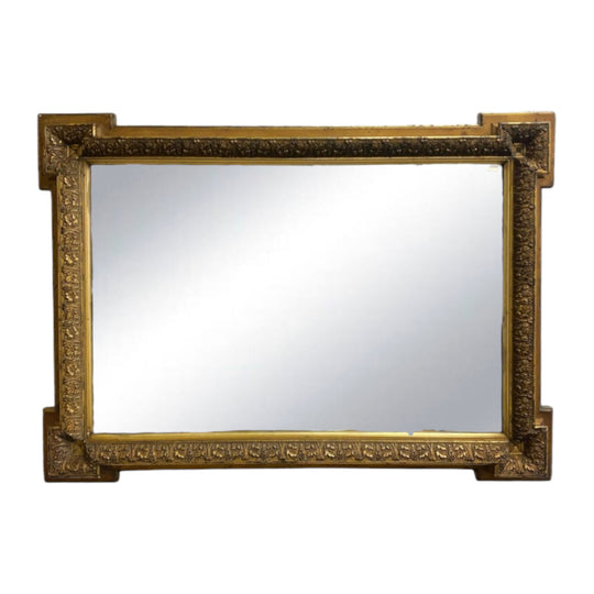 Ornate 19th Century Gilt Framed Bevel Edge Mirror with Outset Box Corners