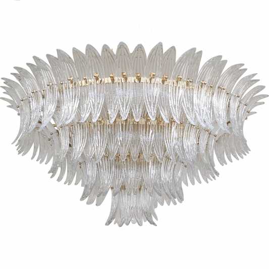 Murano Palmette Chandelier with Brass Frame