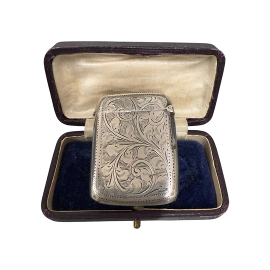 Victorian Sterling Silver Vesta Case With Match Striker