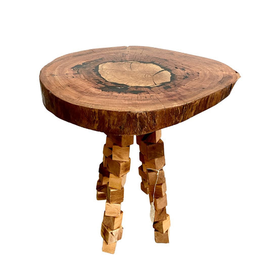 "Slab" Reclaimed Swamp Mahogany Top and Cedar Legs Side Table