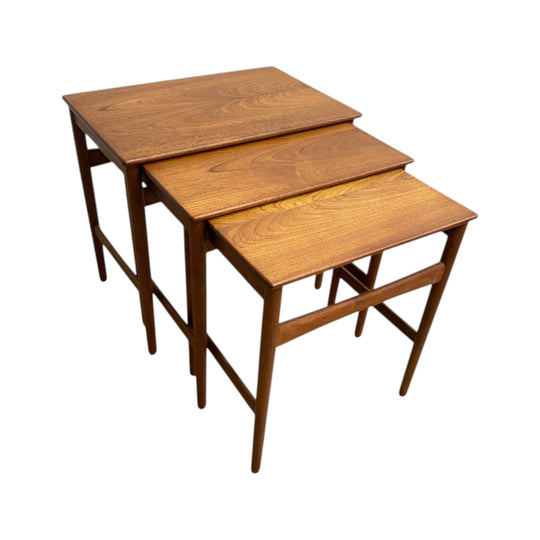 Set 3 Mid Century Nesting Side Tables - Solid Teak Hans Wegner For Andreas Tuck