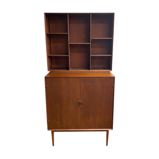 Mid Century Solid Teak Cabinet With Shelves By Peter Hvidt & Orla Molgaard-Nielsen