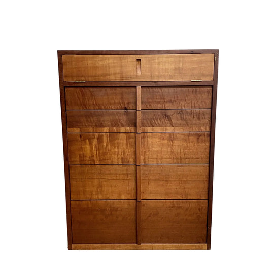 Solid Mid Century Style Tasmanian Myrtle Nathaniel Grey Tallboy Chest Drawers*