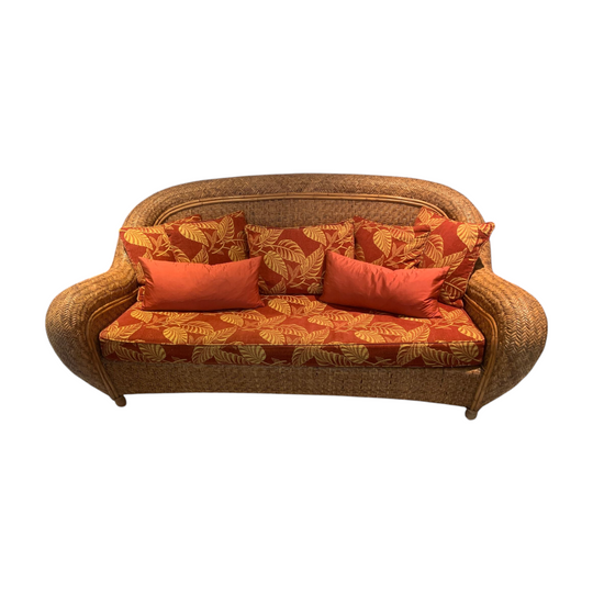 Elegant Asian Rattan Sofa and Armchair