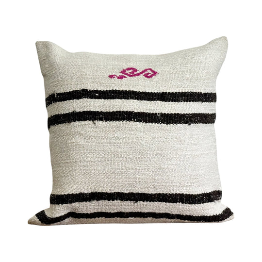 Striped Old Kilim Rug Cushion II
