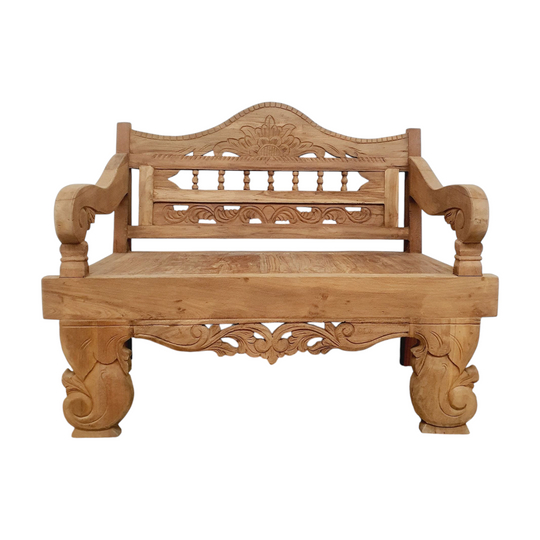 Balinese Handcarved Teak Wood Bench Seat