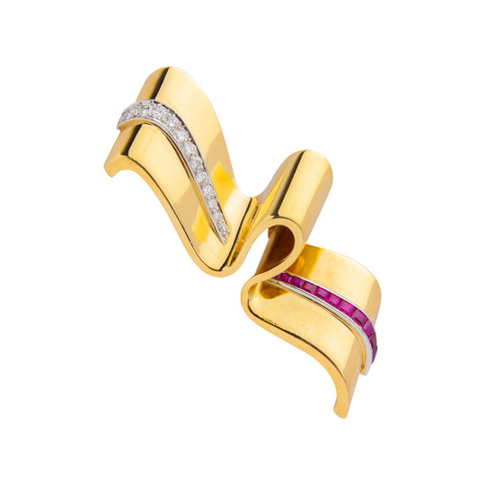 1940s Ruby & Diamond Brooch by Tiffany & Co