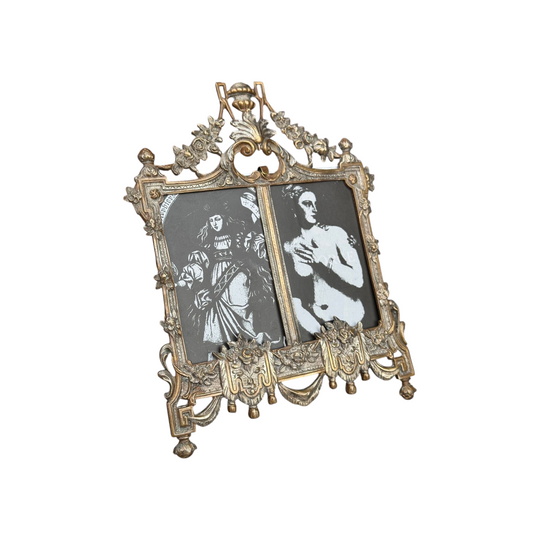 Antique French Revival Double Photo Frame