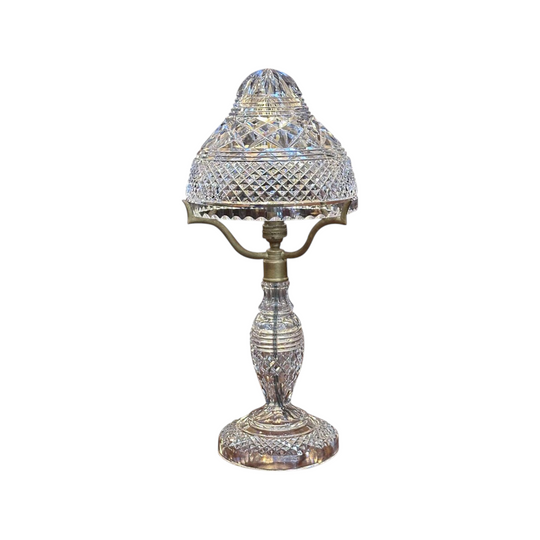 Quality Mid century crystal and brass table lamp