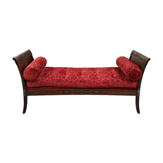 French Empire Walnut Day Bed Nicely Upholstered