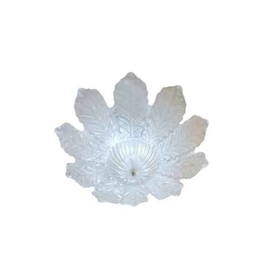 White Murano Leaf Flush Ceiling Light