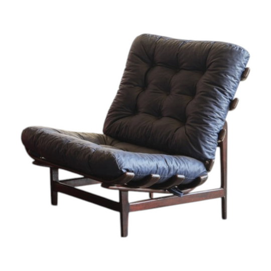 Brazilian Rosewood Armchair by Luiz Laufer for Moveis Pailar in blue. Brazil. Eternity Collections