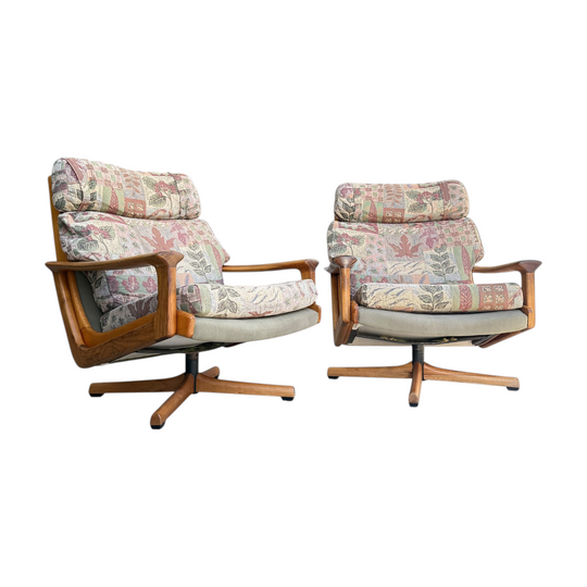 Vintage Mid Century Tessa T21 Swivel Chairs Pair