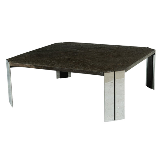 1970s  Slate and Chrome Coffee Table